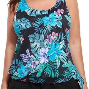 NWT FULLFITALL Women's Plus Size Swimwear Tankini Top Bathing Printed Tummy